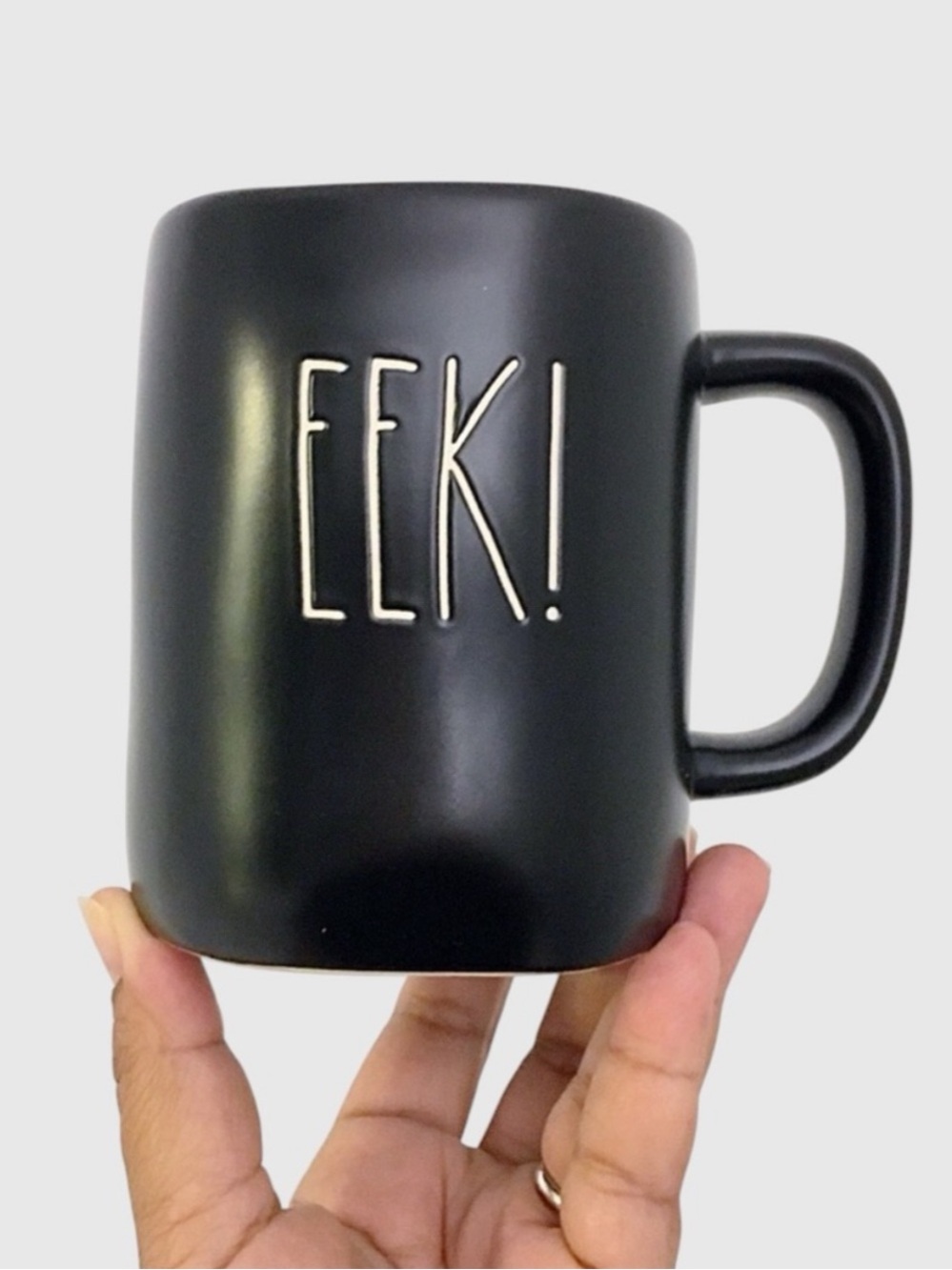 Rae Dunn "EEK!" Black and Orange Ceramic Mug